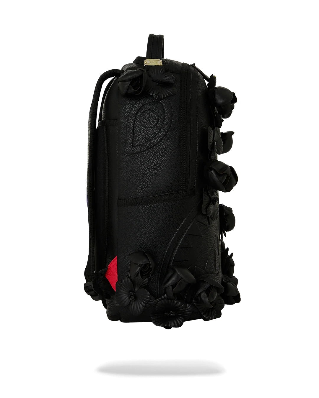 NYBG BLACK LEATHER FLOWERS BACKPACK