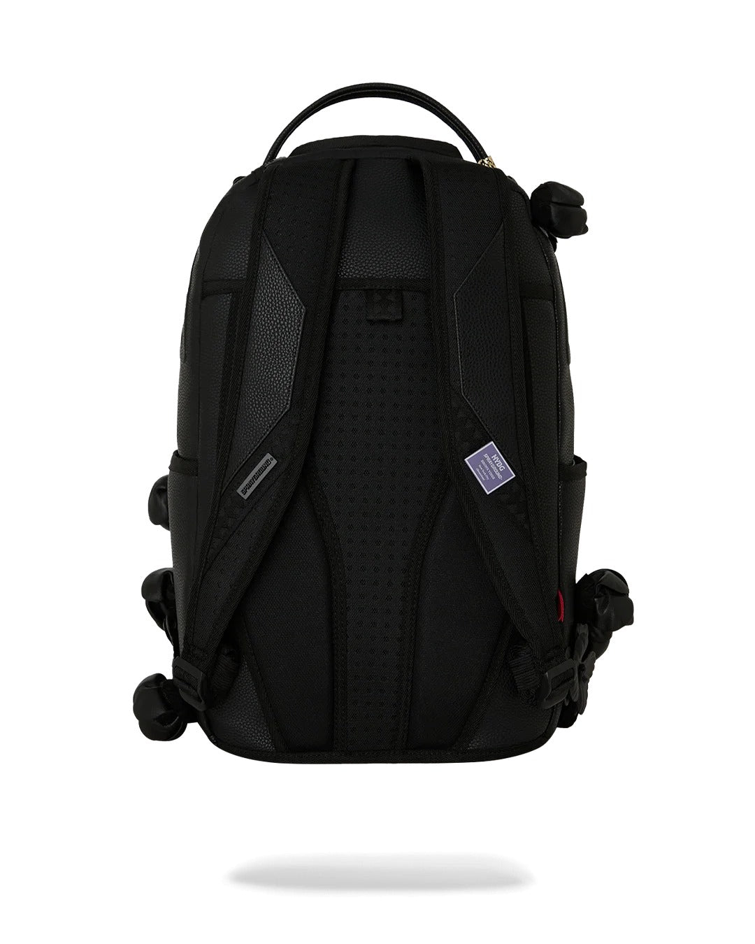 NYBG BLACK LEATHER FLOWERS BACKPACK