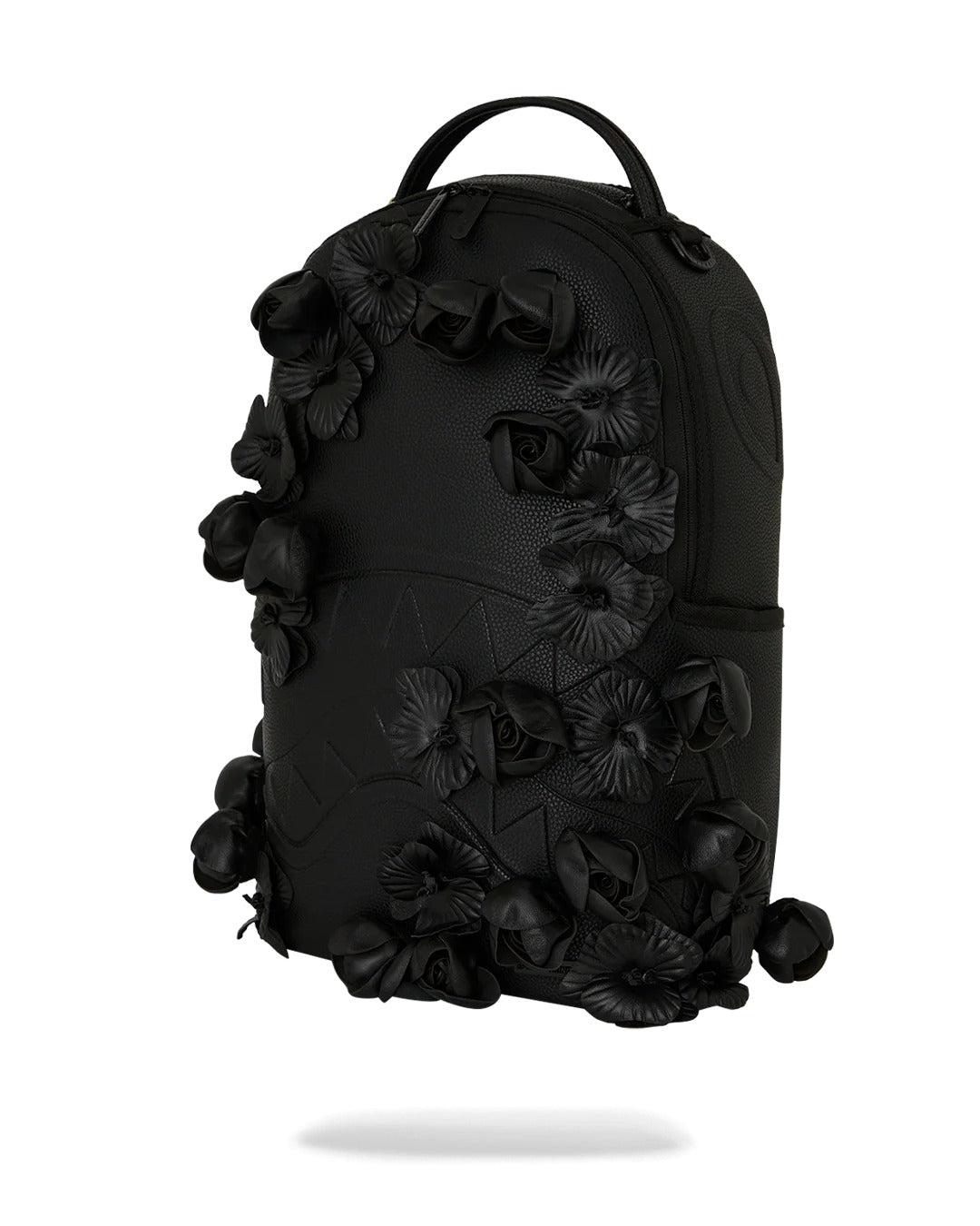 NYBG BLACK LEATHER FLOWERS BACKPACK