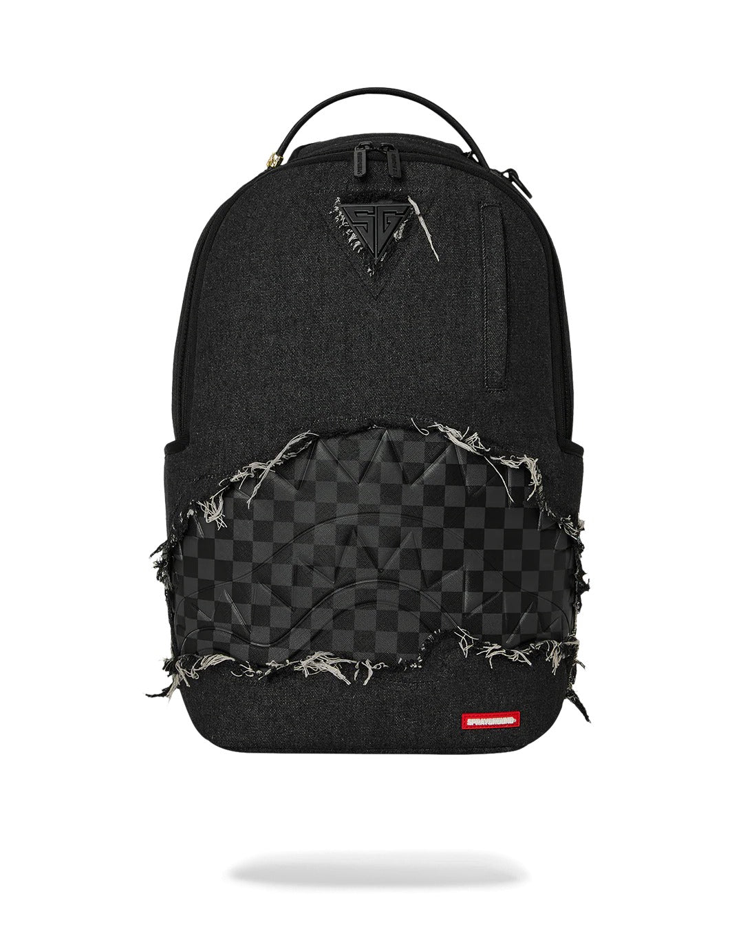 BLACK DENIM TEAR SHARK BACKPACK