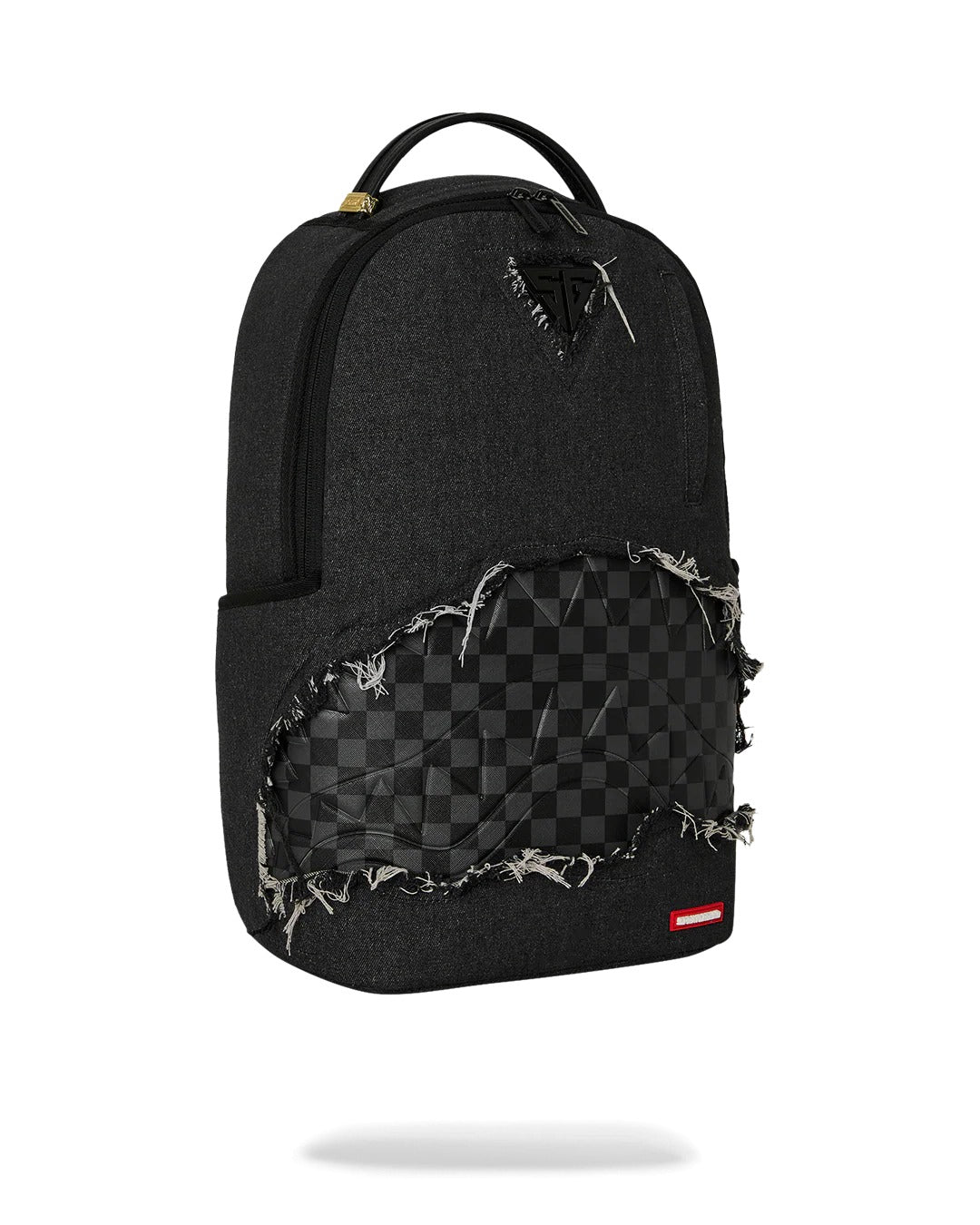 BLACK DENIM TEAR SHARK BACKPACK