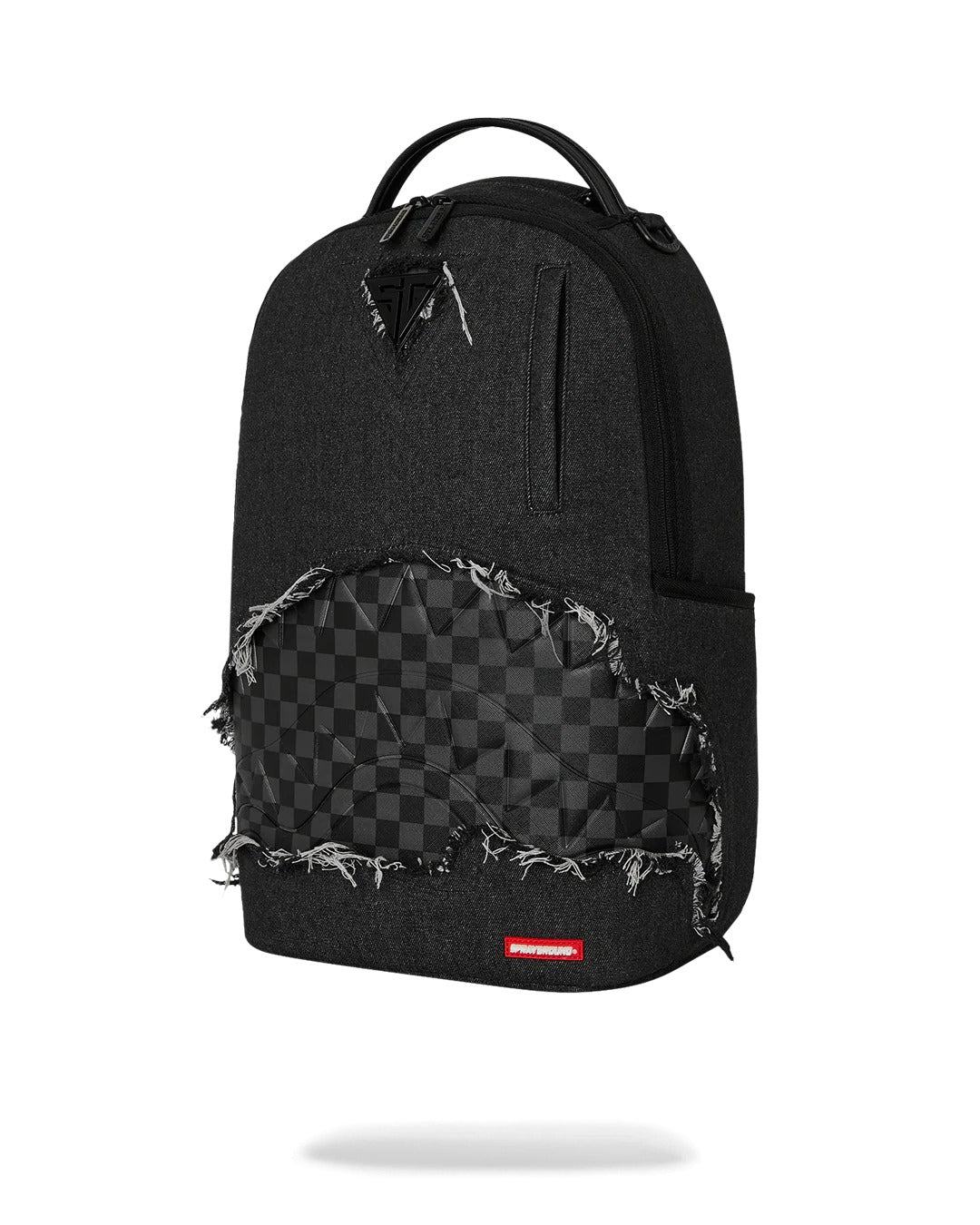 BLACK DENIM TEAR SHARK BACKPACK