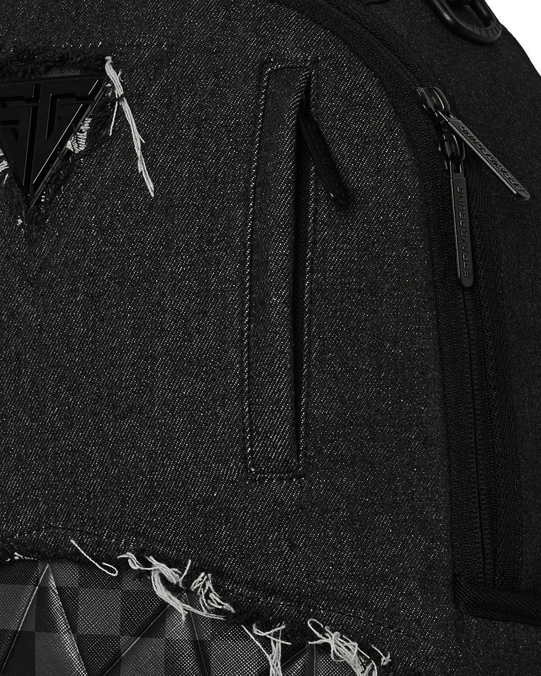 BLACK DENIM TEAR SHARK BACKPACK