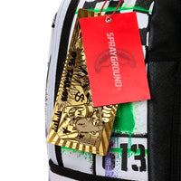 STENCIL SHARK ATTACK BLACK AND WHITE SPLIT BACKPACK