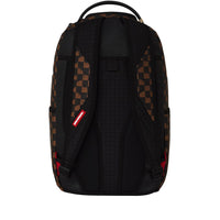 BROWN AND CREAM DRIP CHECK SHARK BACKPACK