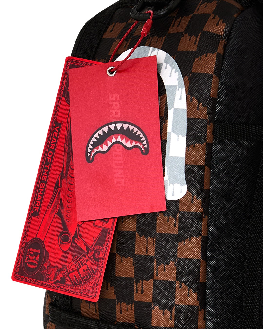 Sprayground BROWN AND CREAM DRIP CHECK SHARK BACKPACK