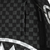 BLACK AND WHITE DRIP CHECK SHARK BACKPACK