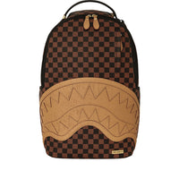 EMBOSSED CHECK BROWN BACKPACK