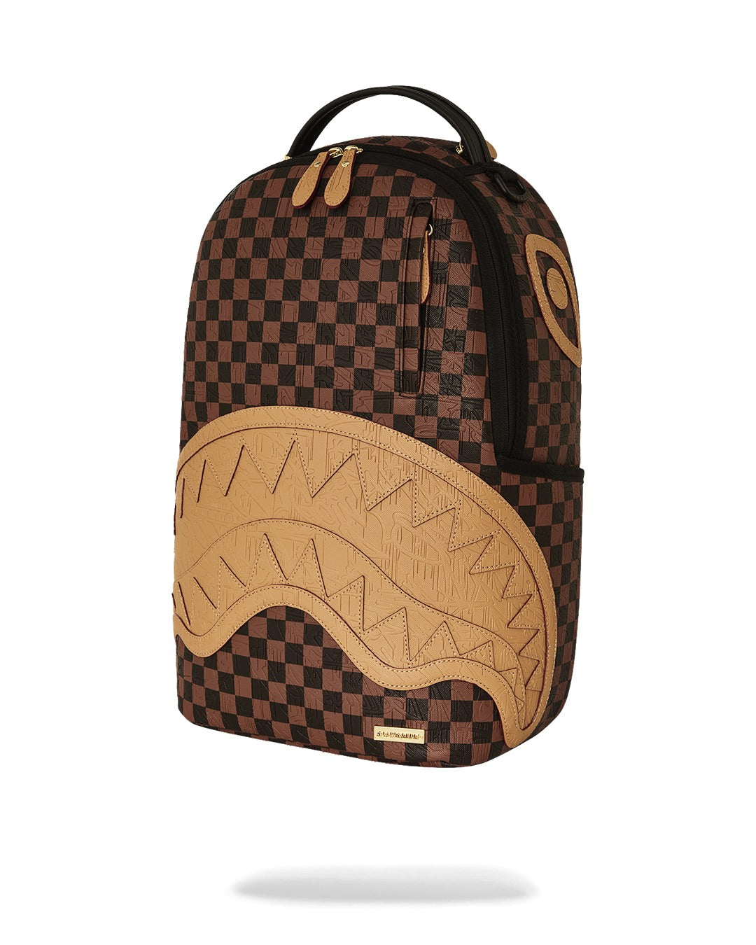 EMBOSSED CHECK BROWN BACKPACK