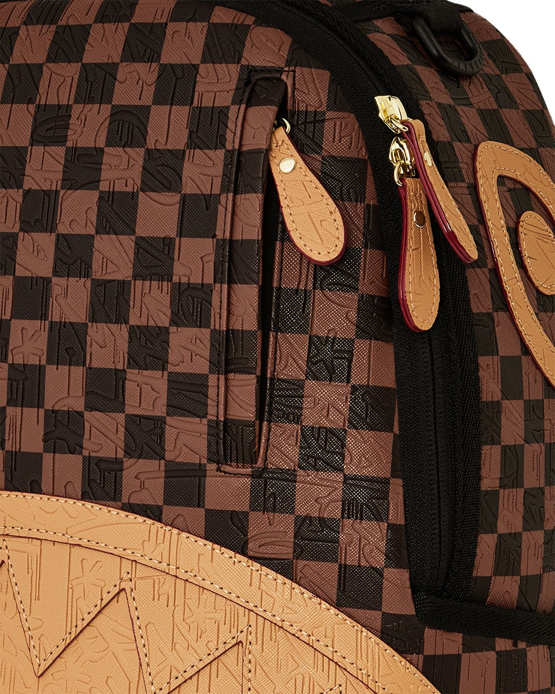 EMBOSSED CHECK BROWN BACKPACK