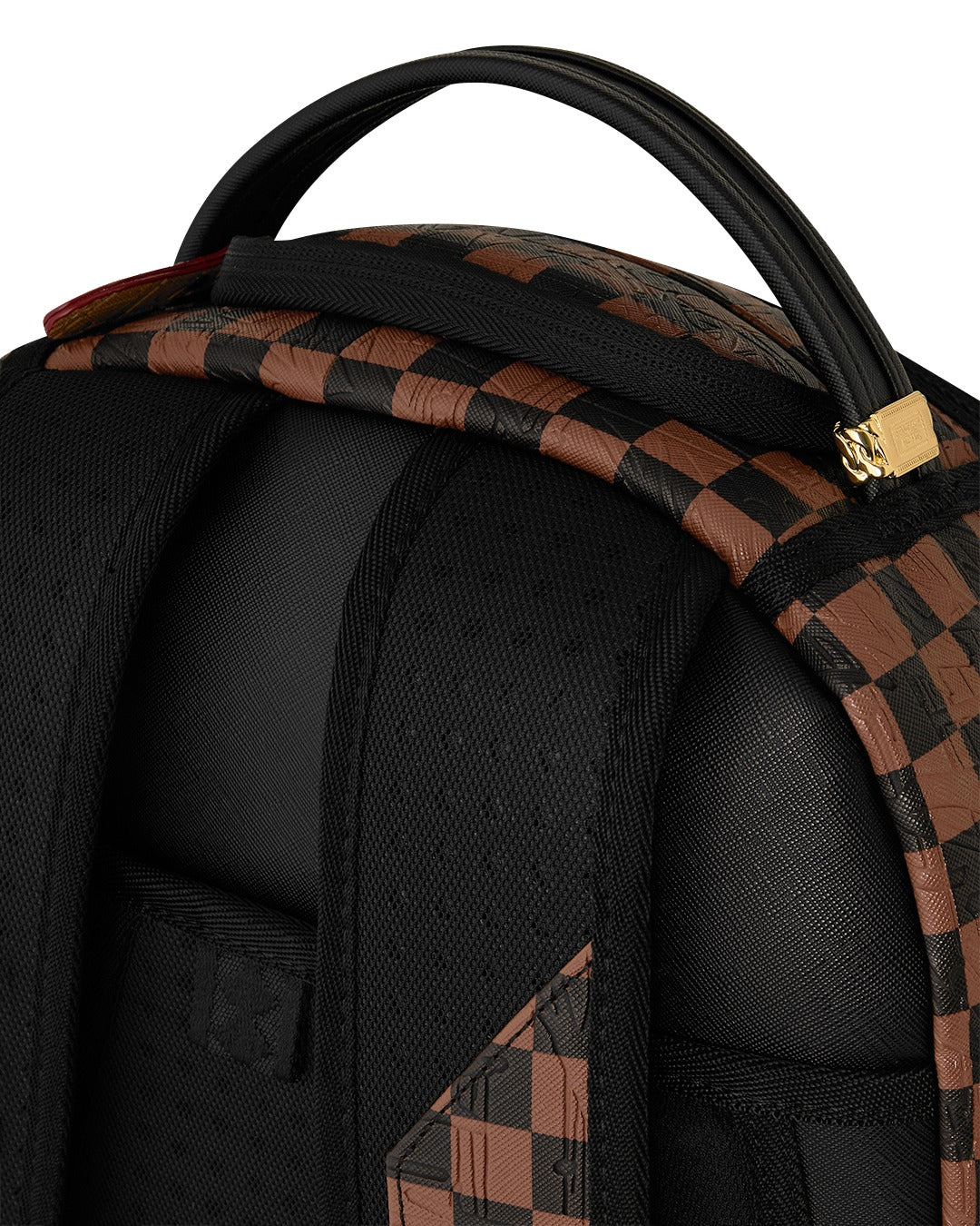 EMBOSSED CHECK BROWN BACKPACK
