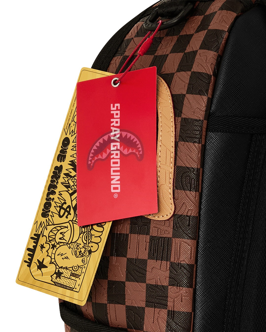 EMBOSSED CHECK BROWN BACKPACK