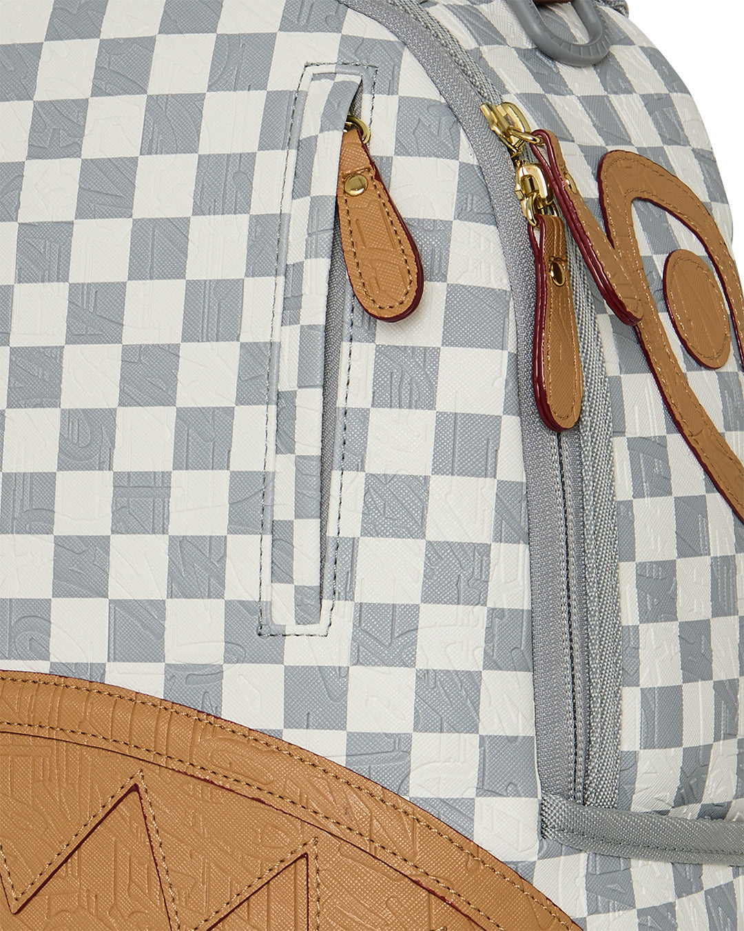 EMBOSSED CREAM CHECK BACKPACK