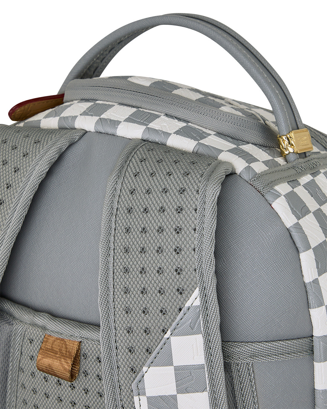 EMBOSSED CREAM CHECK BACKPACK