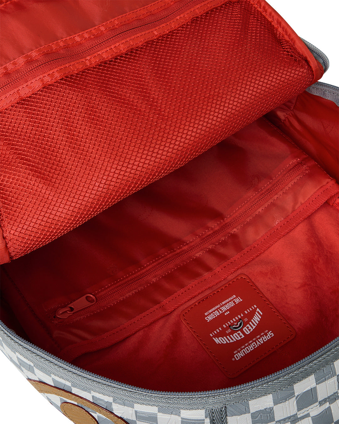 EMBOSSED CREAM CHECK BACKPACK