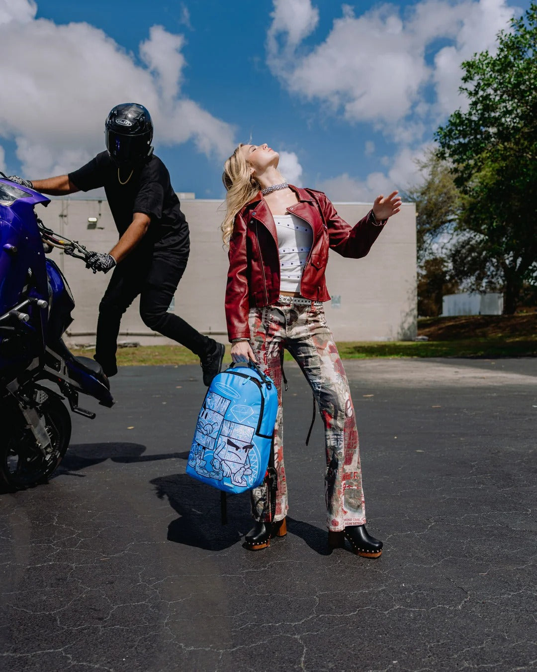 MONEY BOYS COLOR BLOCK DOODLE BACKPACK