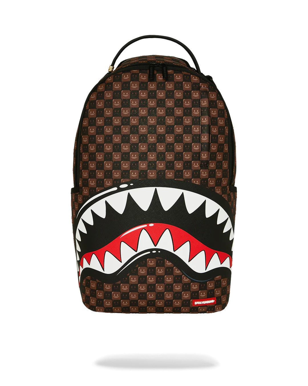 SHARKS IN PARIS WTF BUBBLE BROWN CHECK BACKPACK