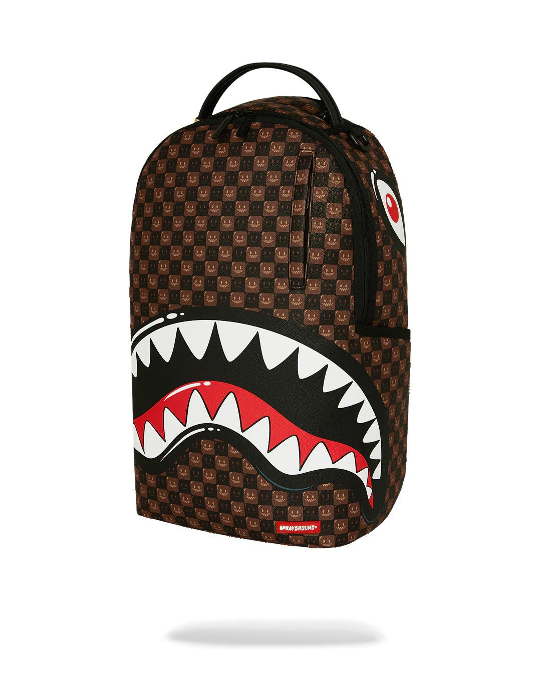 SHARKS IN PARIS WTF BUBBLE BROWN CHECK BACKPACK