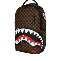 SHARKS IN PARIS WTF BUBBLE BROWN CHECK BACKPACK