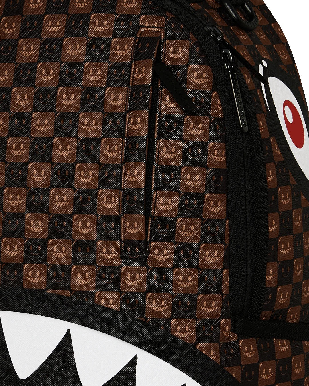 SHARKS IN PARIS WTF BUBBLE BROWN CHECK BACKPACK