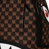 SHARKS IN PARIS WTF BUBBLE BROWN CHECK BACKPACK