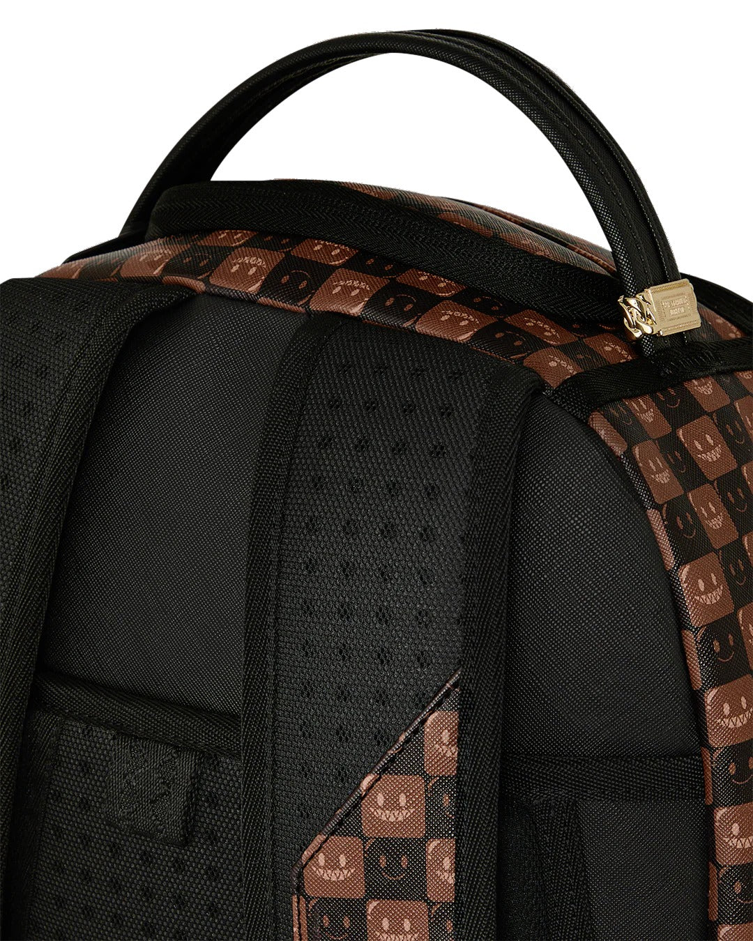 SHARKS IN PARIS WTF BUBBLE BROWN CHECK BACKPACK