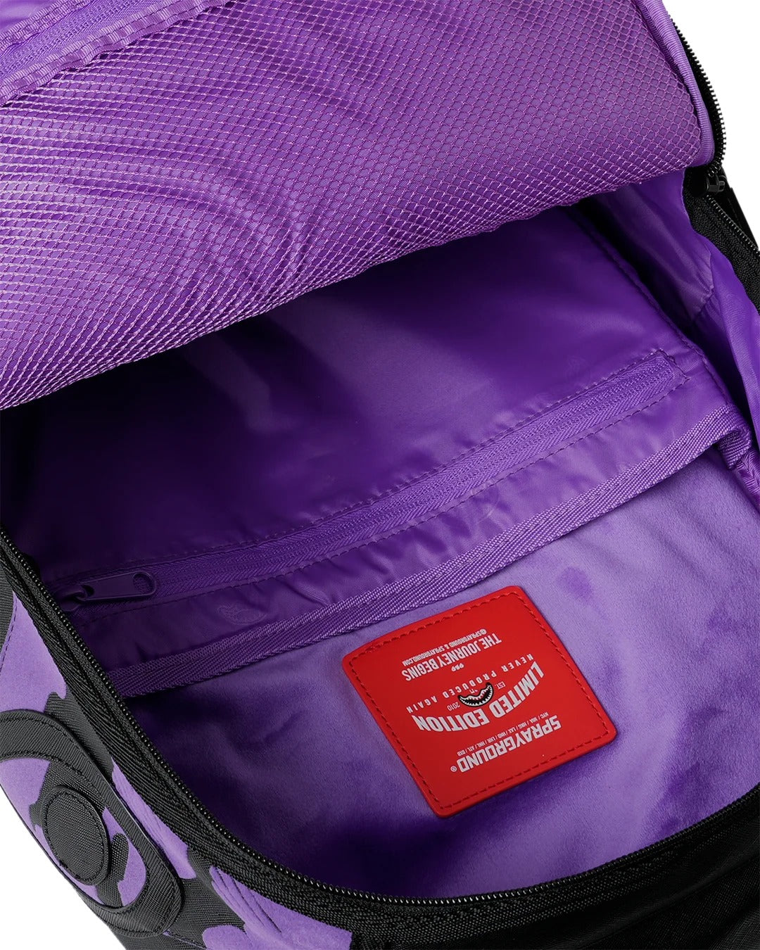 PURPLE FLOCKED CAMO BACKPACK