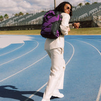 PURPLE FLOCKED CAMO BACKPACK