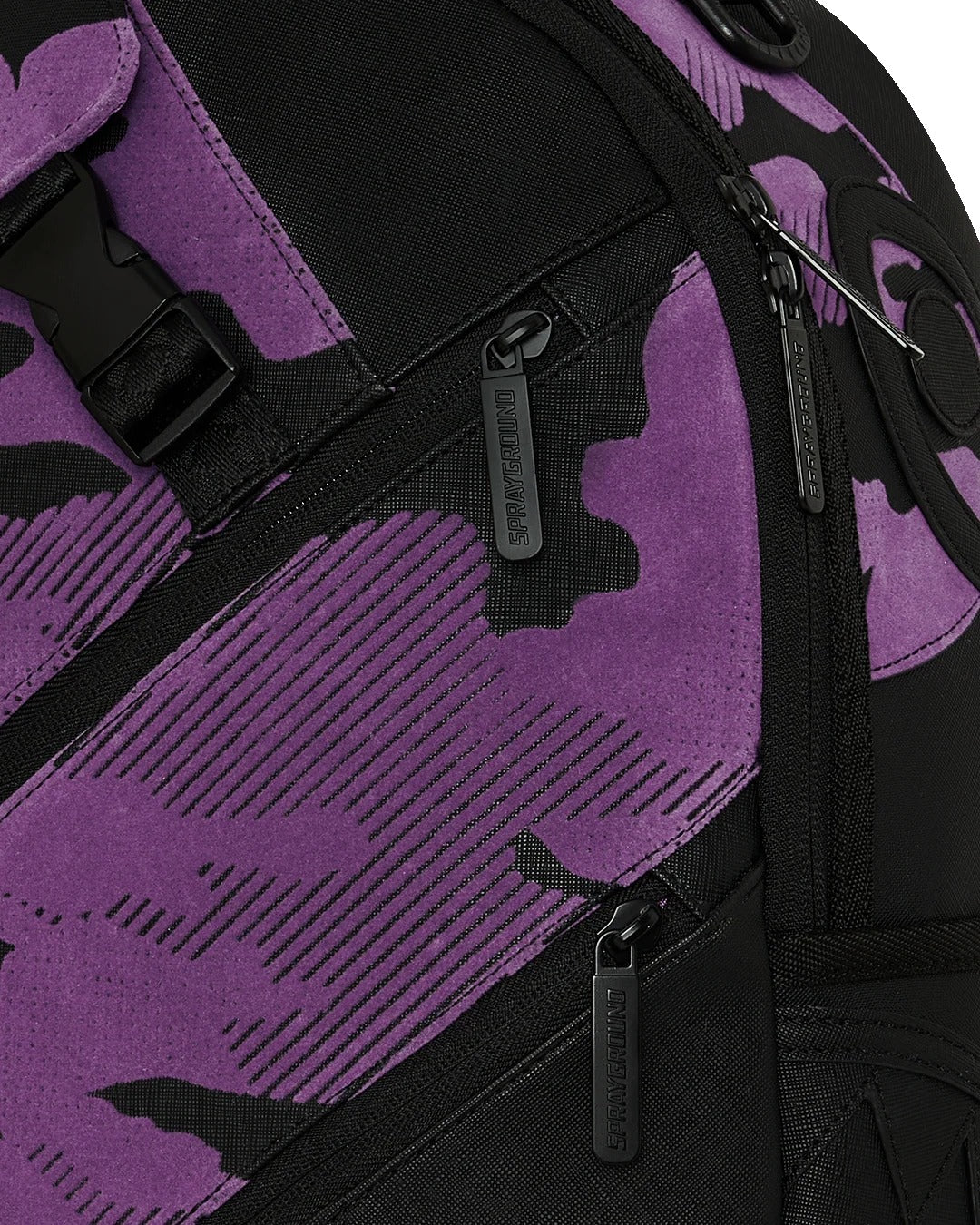 PURPLE FLOCKED CAMO BACKPACK