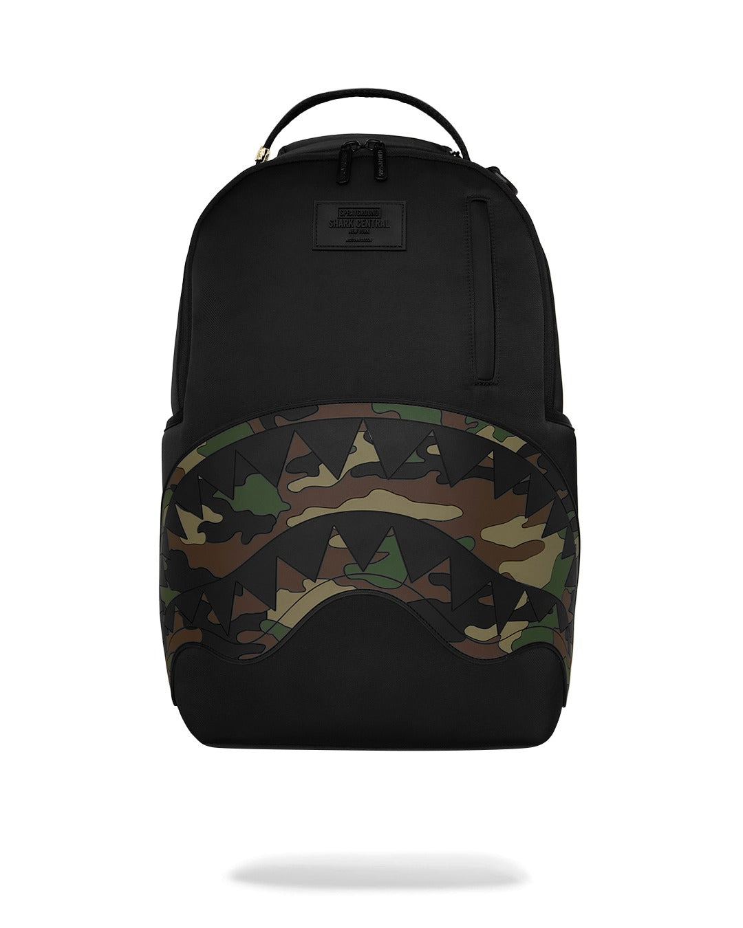 SHARK CENTRAL BLACK NYLON CAMO EMBOSSED SHARK BACKPACK