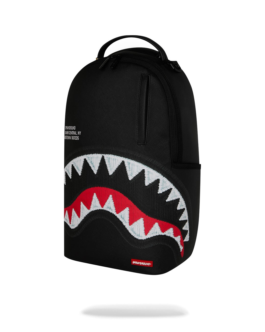 SHARK CENTRAL BLACK EMBROIDERED SHARK BACKPACK