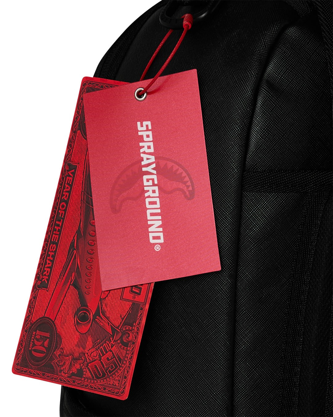 SHARK CENTRAL BLACK EMBROIDERED SHARK BACKPACK