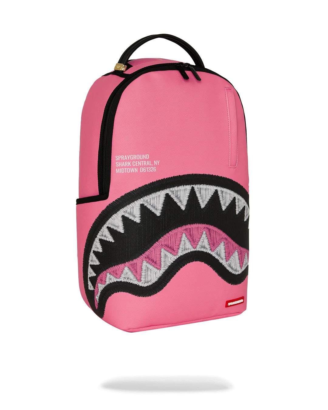 SHARK CENTRAL PINK EMBROIDERED SHARK BACKPACK