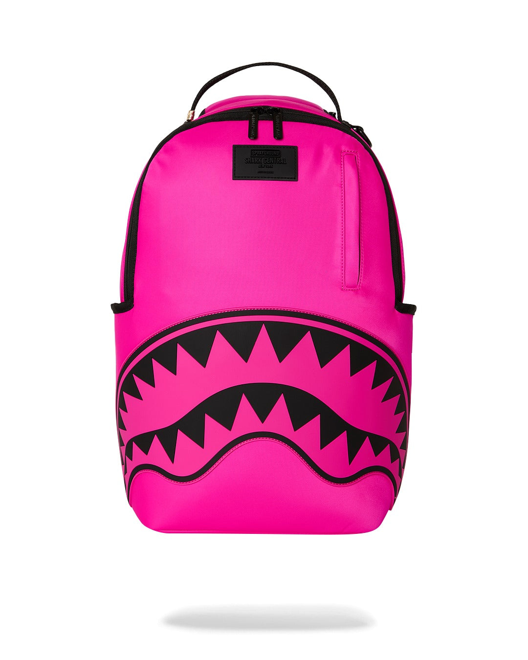 SHARK CENTRAL WHITE STENCIL SHARK PINK NYLON BACKPACK