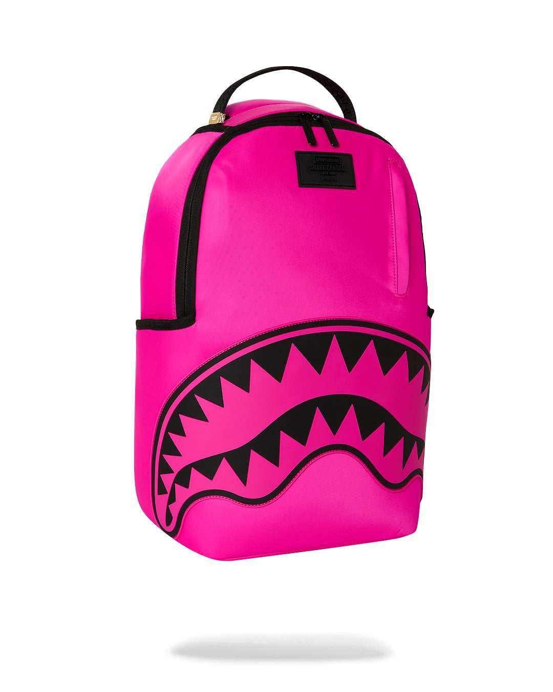SHARK CENTRAL WHITE STENCIL SHARK PINK NYLON BACKPACK