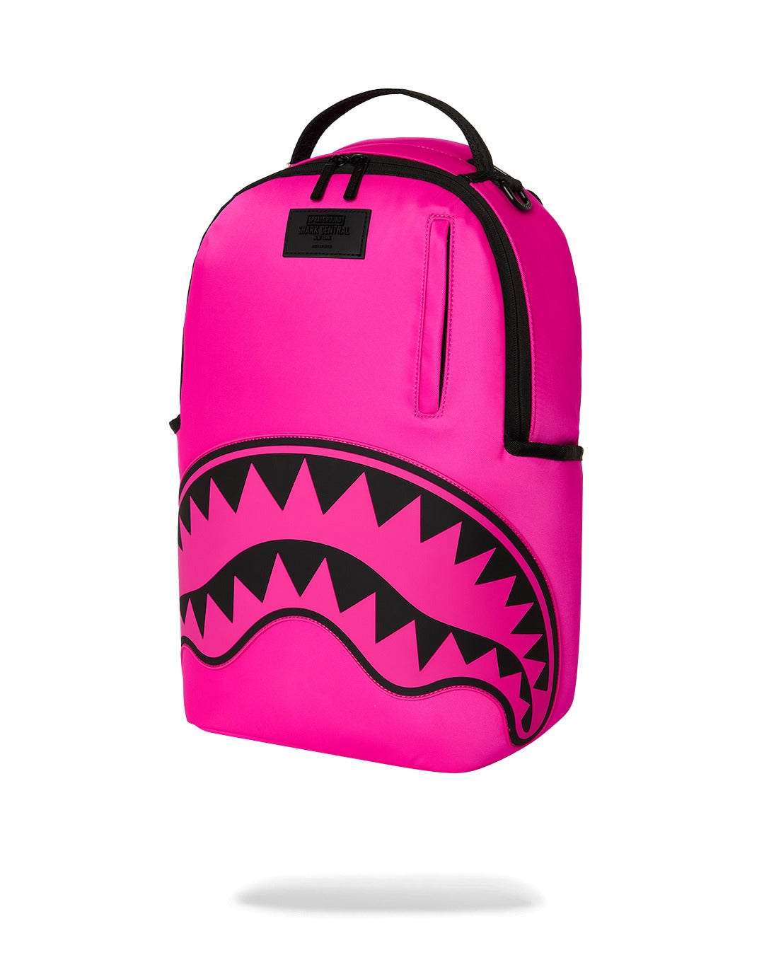 SHARK CENTRAL WHITE STENCIL SHARK PINK NYLON BACKPACK