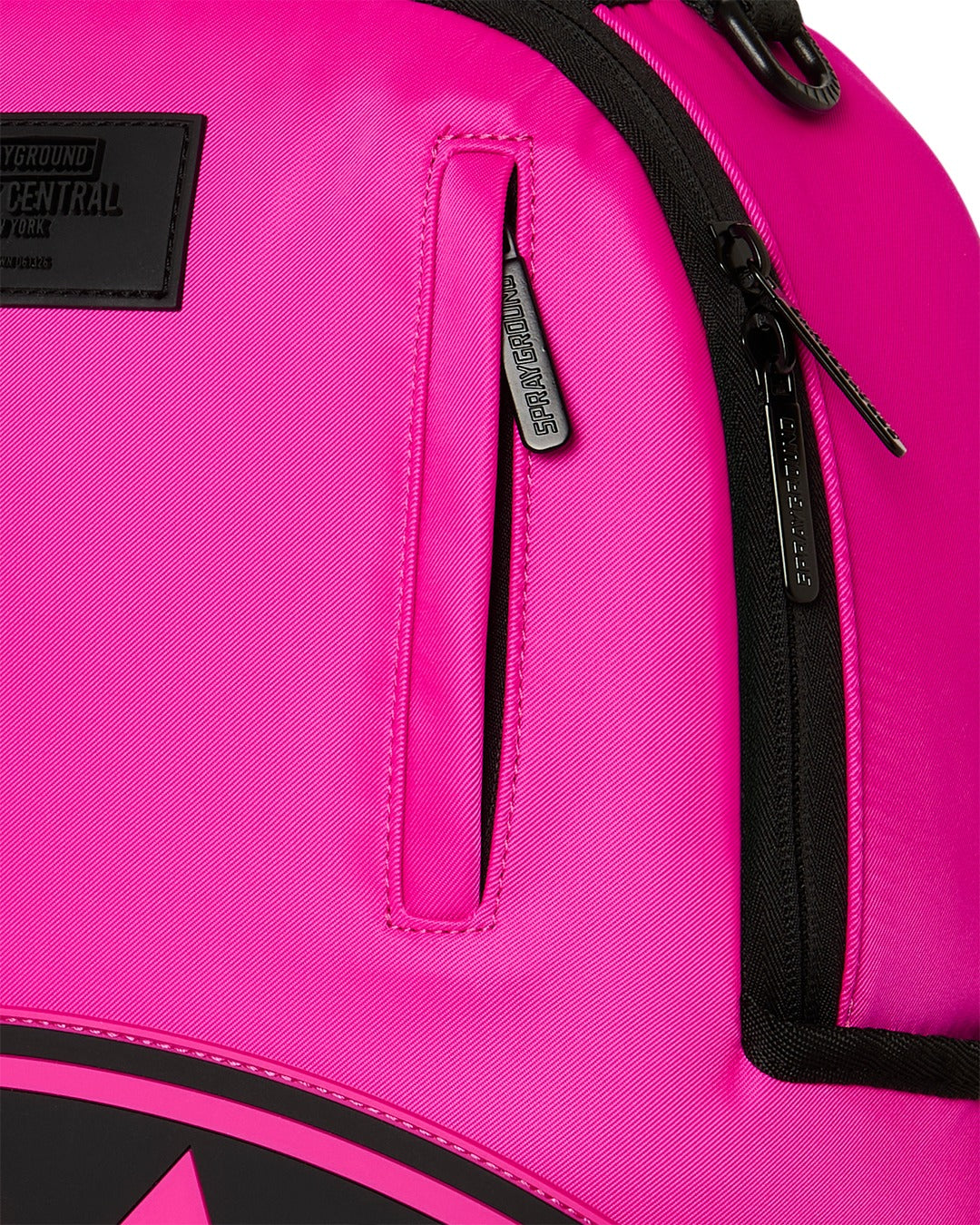 SHARK CENTRAL WHITE STENCIL SHARK PINK NYLON BACKPACK