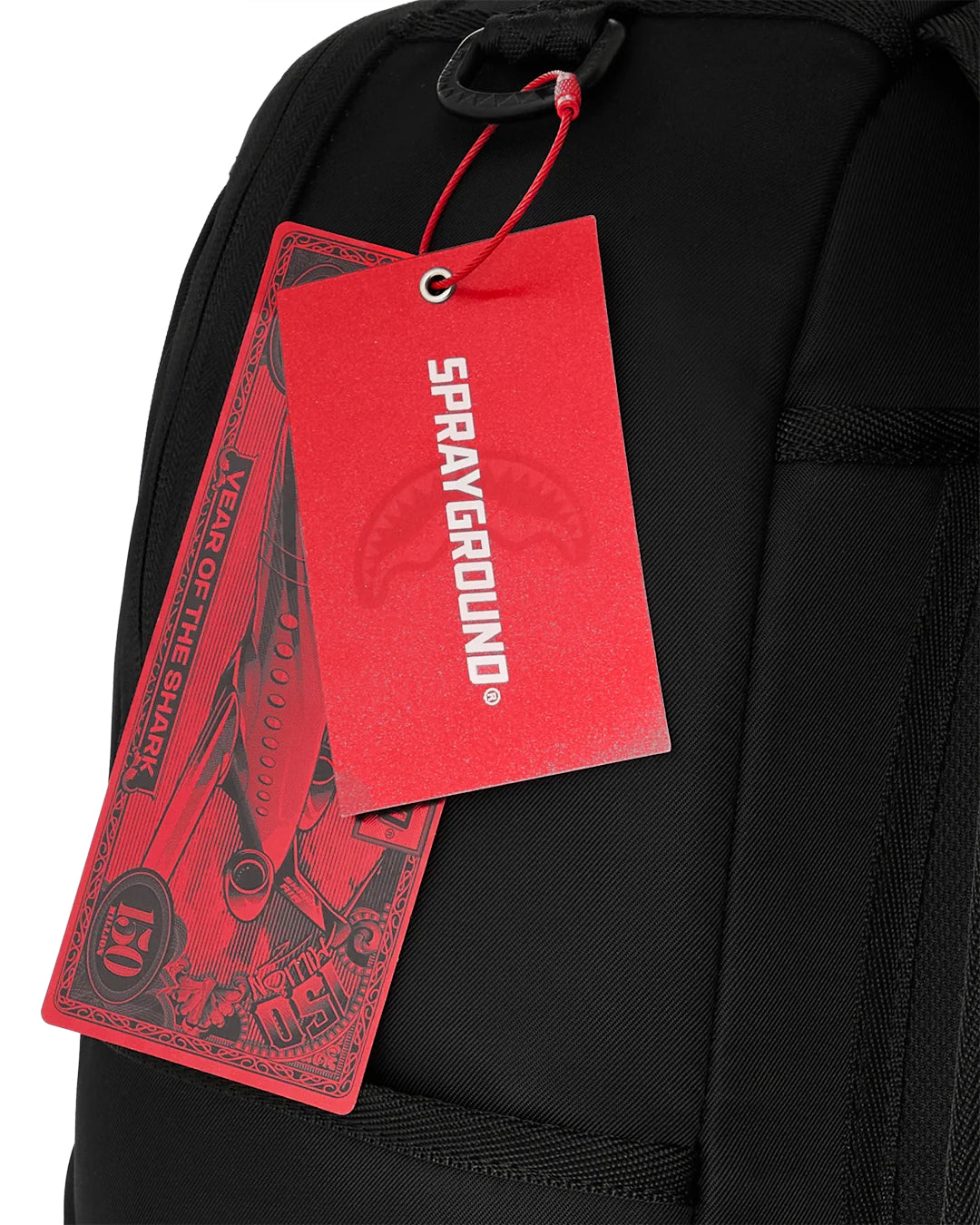 SHARK CENTRAL BLACK NYLON GRAY EMBOSSED BACKPACK