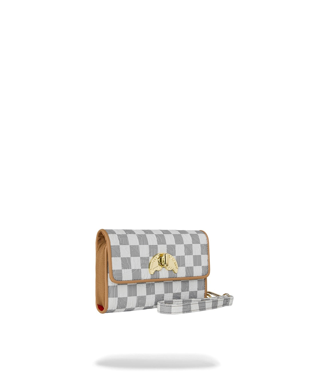 EMBOSSED CREAM CHECK CLUTCH