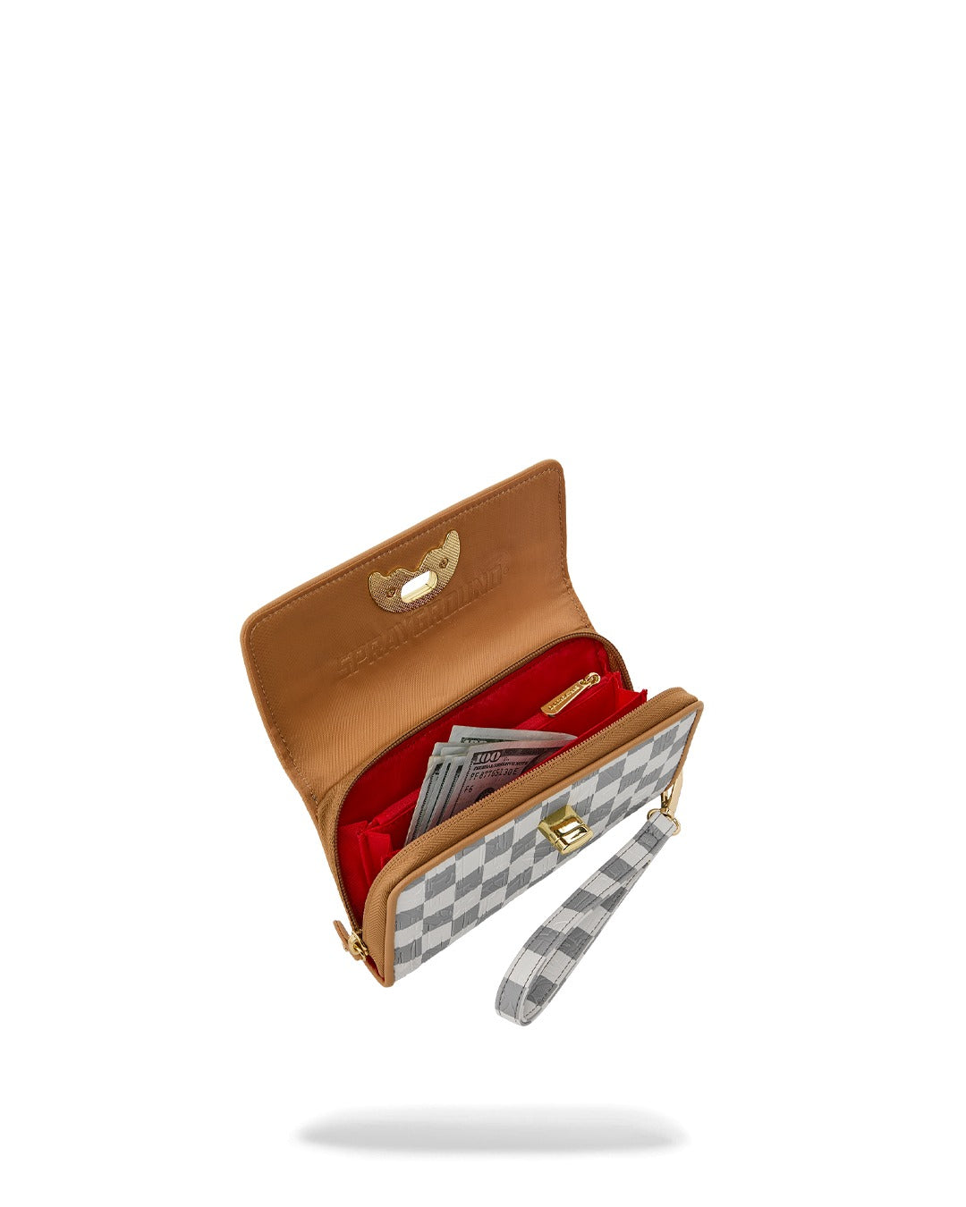 EMBOSSED CREAM CHECK CLUTCH