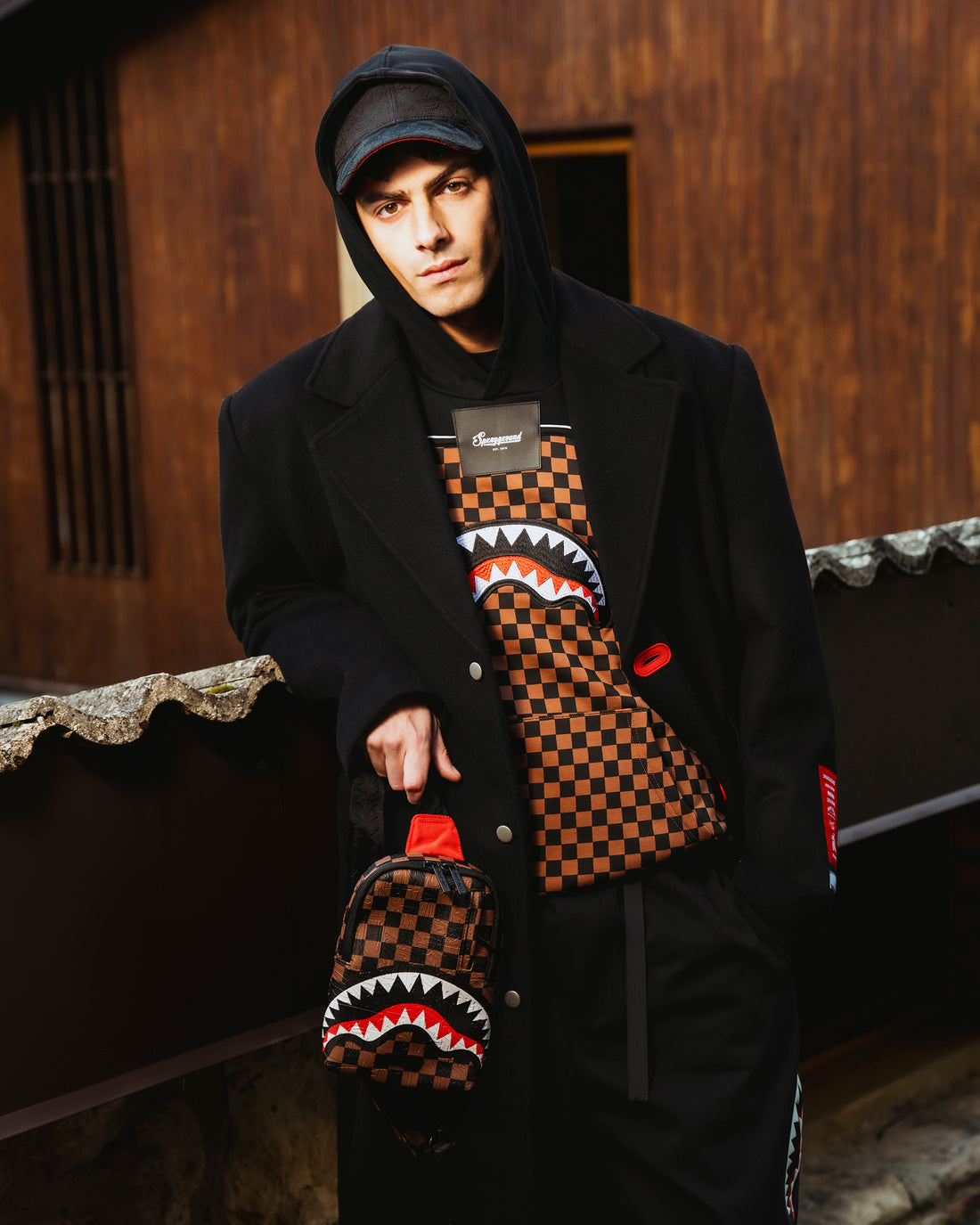 CHECKERED CONTRAST COMFY HOODIE