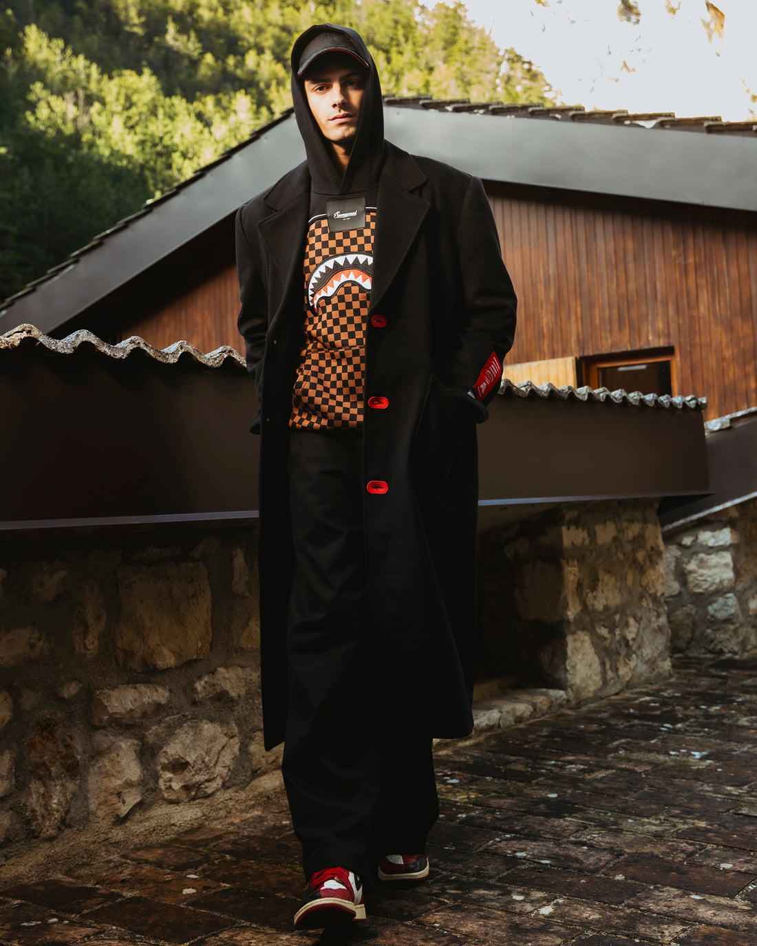 CHECKERED CONTRAST COMFY HOODIE