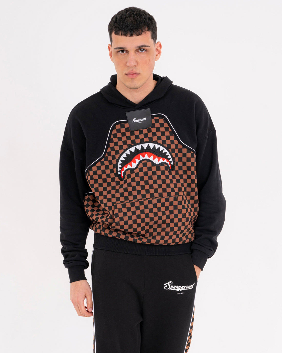 CHECKERED CONTRAST COMFY HOODIE