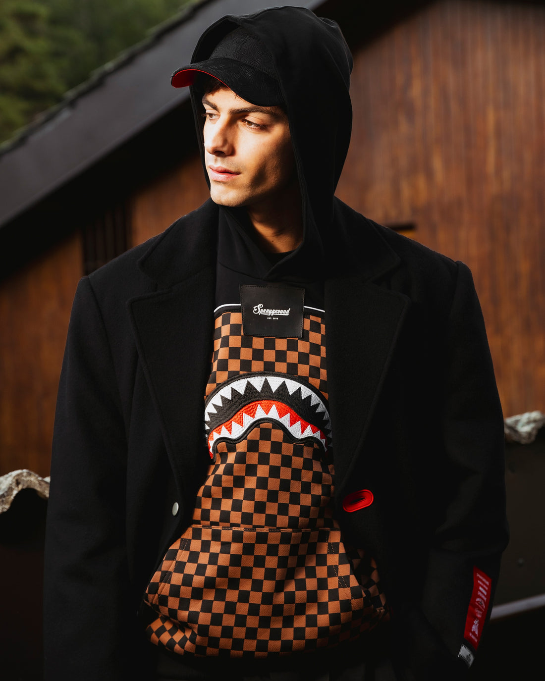 CHECKERED CONTRAST COMFY HOODIE