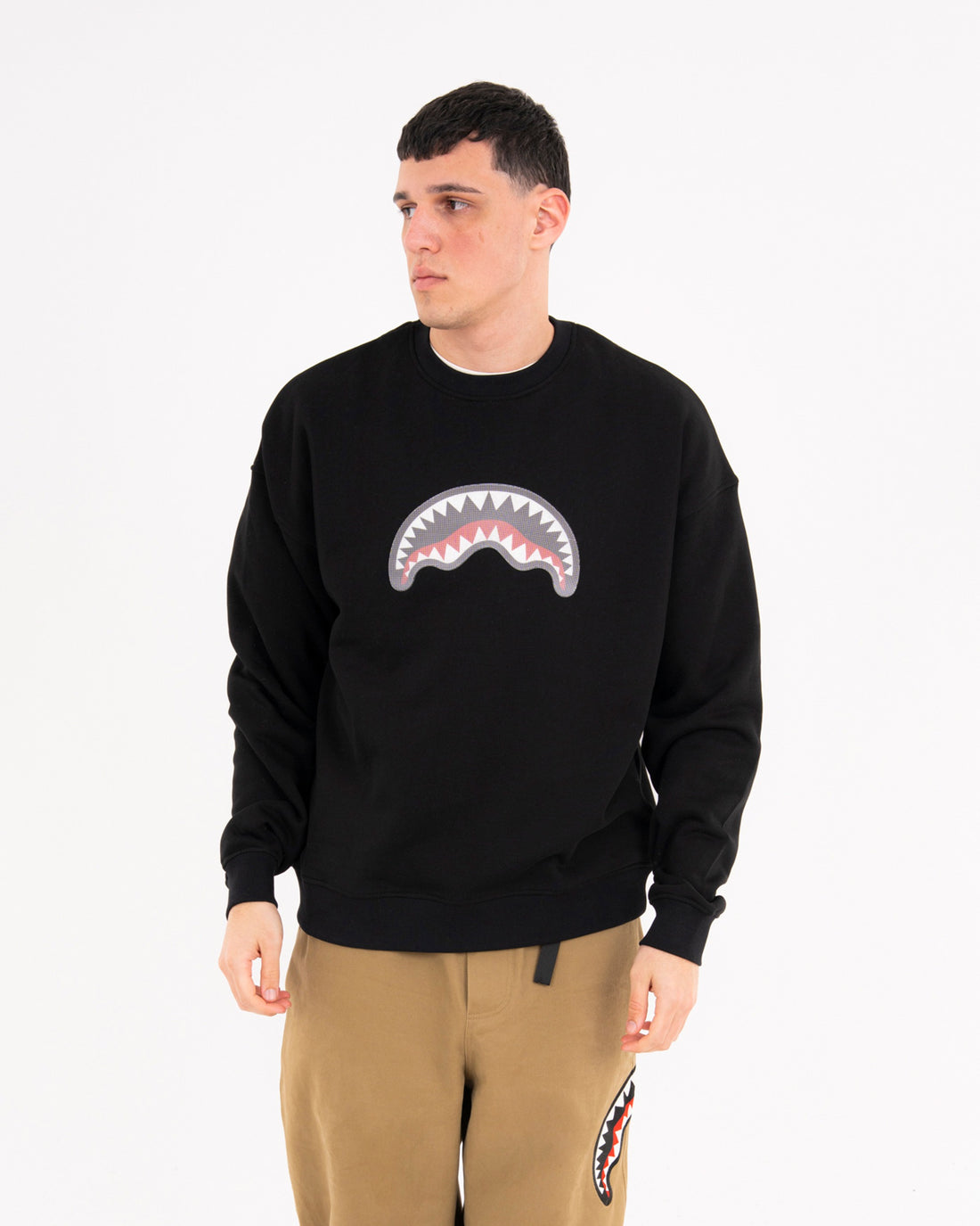 3D SHARK COMFY CREWNECK BLACK