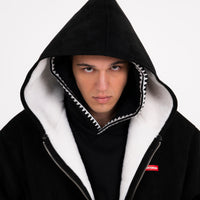 SADDLE STITCHING FAUX SHEEPSKIN JACKET BLACK