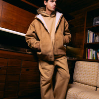 SADDLE STITCHING FAUX SHEEPSKIN JACKET NATURAL