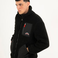 BLACK PUFFER MONOGRAM TEDDY JACKET