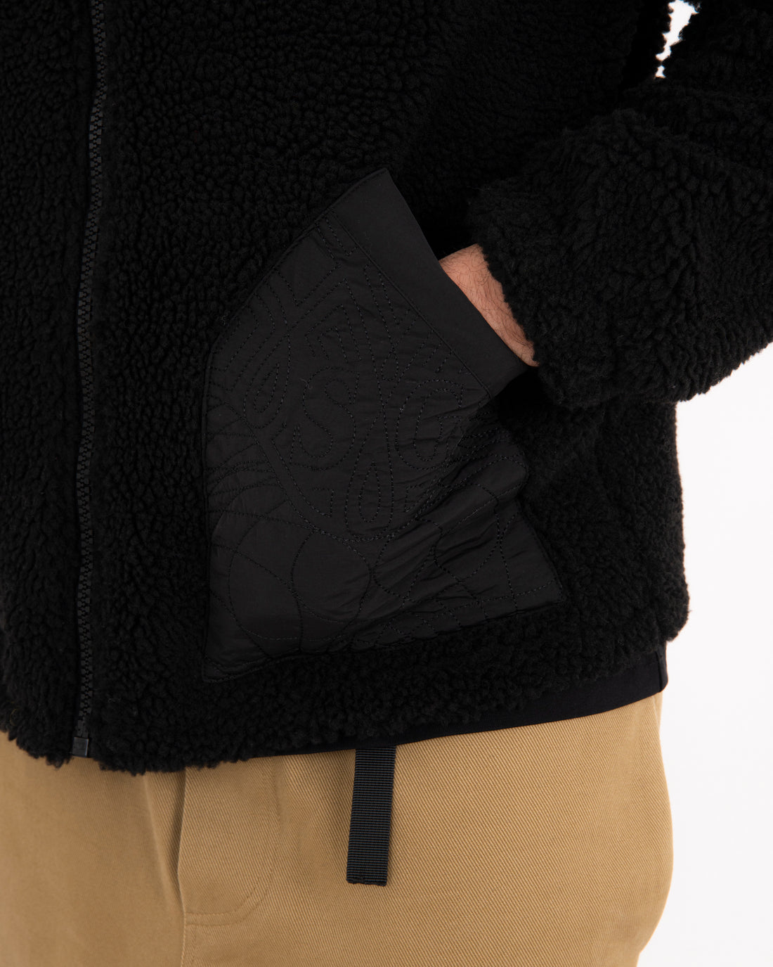BLACK PUFFER MONOGRAM TEDDY JACKET