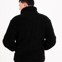 BLACK PUFFER MONOGRAM TEDDY JACKET